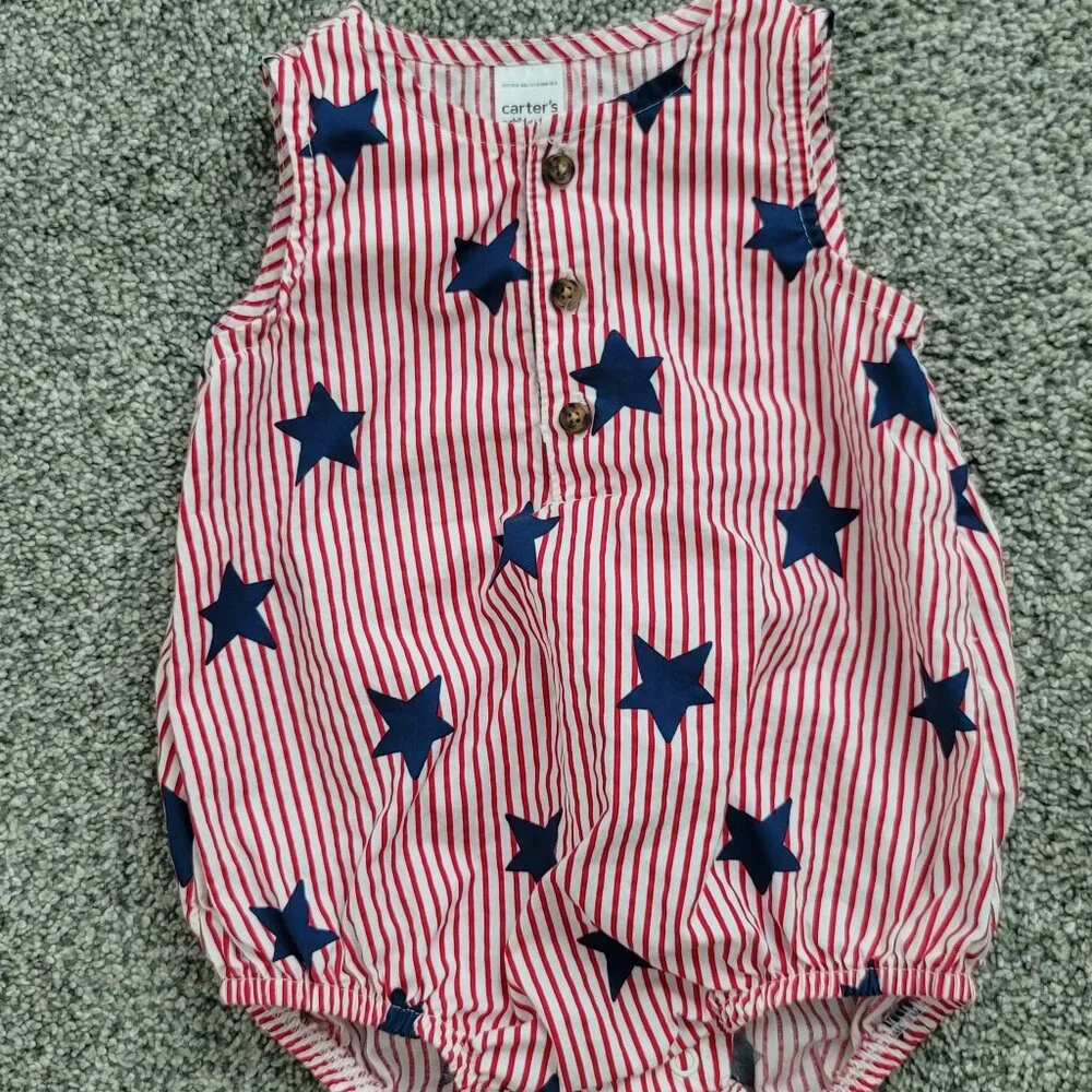 *** Bundle Only *** Carters Red white Blue Stars Romper 12 months